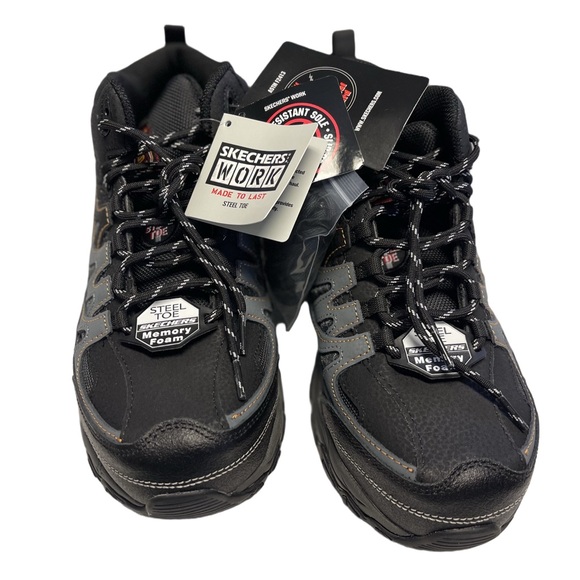 Skechers Black Holdredge Redem Work Shoes with Memory Foam/Rugged Outsole Sz 8.5 - Picture 1 of 12